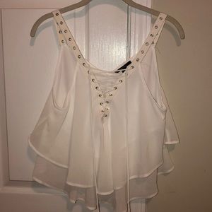 NWT white lace up tank top